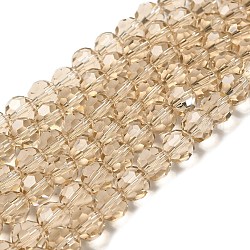 Perles en verre transparentes, facetté (32 facettes), ronde, burlywood, 8mm, Trou: 1mm, Environ 72 pcs/chapelet, 20.67 pouce (52.5 cm)