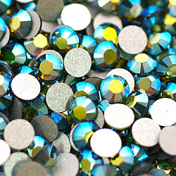 Vidrio de espalda plana Diamante de imitación, Grado A, espalda plateada, facetados, color de ab, semicírculo, olivino, ss16, 3.8~4.0mm, 1440 unidades / bolsa