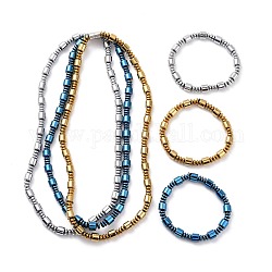Hematites sintético y columna de latón collar pulsera con cierres magnéticos, conjunto de joyas de piedras preciosas para hombres y mujeres, color mezclado, 20.55 pulgada (52.2 cm), 2 1/2 pulgadas (65 mm)