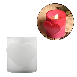 Columna temática del día de San Valentín con moldes de silicona para taza de vela diy con corazón, Vela de aromaterapia creativa, suministro de taza de cemento, moldes de resina para velas de hormigón diy, whitesmoke, 7.5x8.2 cm