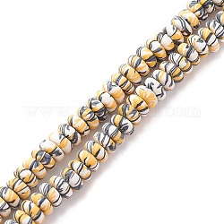 Brin de perles en pâte polymère à la main, plat rond, colorées, 6~9x4mm, Trou: 1.6mm, Environ 100~117 pcs/chapelet, 15.51~16.10'' (39.4~40.9 cm)