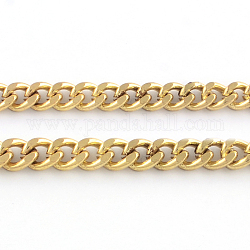 Cadenas de eslabones cubanos de hierro sin soldar, cadenas de bordillo gruesas, con carrete, dorado, 9.5x8.6x2mm, aproximadamente 82.02 pie (25 m) / rollo