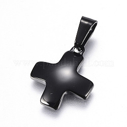 304 подвески нержавеющей стали, греческий крест, металлический черный, 18x15x2.5 мм, отверстие : 7x3.5 мм