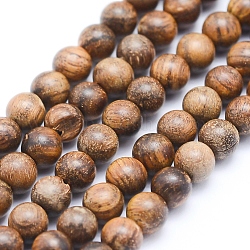 Brins de perles en bois de padouk africain naturel, non teint, ronde, 6mm, Trou: 1mm, Environ 64 pcs/chapelet, 15.7 pouce (40 cm)