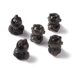 Perles d'obsidienne en argent naturel, astronaute, 16.5x12x13.5~14mm, Trou: 1.5mm