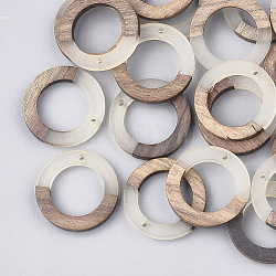 Pendenti in resina e legno, anello, fumo bianco, 28x3mm, Foro: 1.5 mm
