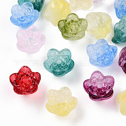 Handgemachte Bunte Malerei-Perlen mit Farbverlauf, Blume, Mischfarbe, 11x7.5 mm, Bohrung: 1.3 mm