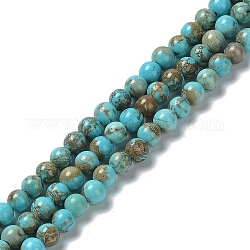 Chapelets de perles en howlite naturelle, teinte, ronde, 4~4.5mm, Trou: 0.9mm, Environ 97 pcs/chapelet, 15.31~15.35'' (38.9~39 cm)