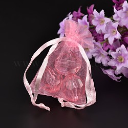 Organza Gift Bags with Drawstring, Jewelry Pouches, Wedding Party Christmas Favor Gift Bags, Pink, 7x5cm
