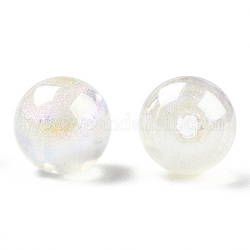 ABS-Kunststoff-Nachahmung Perlen, ab Farbe plattiert, Runde, creme-weiß, 8 mm, Bohrung: 1.8 mm