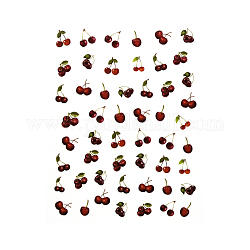 Calcomanías de uñas pegatinas, flor fruta hoja floral autoadhesivo 3d nail art suministros, para mujer niñas diy diseño de arte de uñas, patrón de la cereza, 101x78.5mm