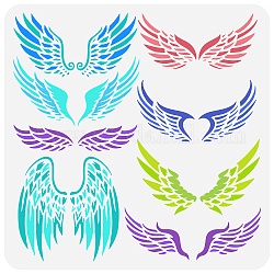 Fingerinspire Pochoirs d'ailes d'ange 11.8x11.8 pouce 8 styles de plumes d'ailes modèle de peinture réutilisable ailes fantaisie décoration pochoir ailes motif pochoir pour peinture sur bois, mur et meubles