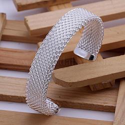 Модные латуни манжеты браслеты для женщин, серебристый цвет, 65 мм