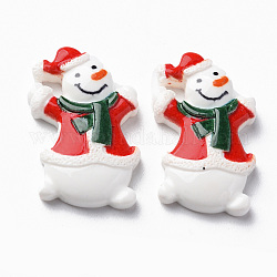 Cabuchones de resina opacos, Estilo de la Navidad, muñeco de nieve, rojo, 25x17x5mm
