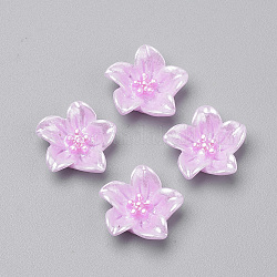 Nachahmung Perlen Harz Cabochons, Blume, Perle rosa, 13x13.5x4.5 mm