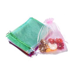 Emballage de bijoux en rectangle, Pochette organza pour cadeaux, couleur mixte, 17x23 cm