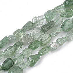 Природный зеленый бисер пряди клубники кварца, самородки, упавший камень, 5~11x5~8x3~6 мм, отверстие : 0.8 мм, о: 52~56 шт / прядь, 15.94 дюйм (40.5 см)