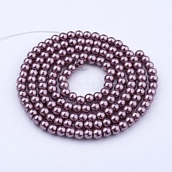 Abalorios de perla de vidrio, pearlized, redondo, púrpura, 4~5mm, agujero: 1 mm, aproximamente 200 pcs / cadena, 30.71 pulgada (78 cm)