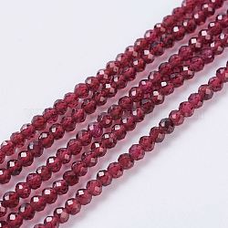 Natürlicher Granat Perlen Stränge, facettiert, Runde, 2 mm, Bohrung: 0.5 mm, ca. 170 Stk. / Strang, 15.7 Zoll