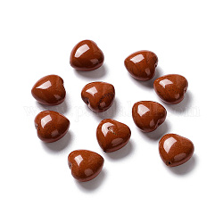 Perline di diaspro rosso naturale, cuore, 14.5~15x14.5~15x8.5~9mm, Foro: 1 mm