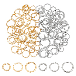 Unicraftale alrededor de 90 pieza, 2 colores, anillos de acero inoxidable, anillos abiertos, anillos abiertos retorcidos, diámetro interior de 4~8mm para pulsera, collar, fabricación de joyas