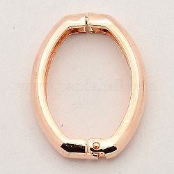 Messing-Schnallen Shortener, twister Spangen, ovalen Ring, Roségold, 27x20x3.5 mm