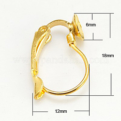 Brass Leverback Earring Findings, Golden, 18x12mm, Tray: 6mm, Pin: 1mm