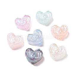 UV Plating Rainbow Iridescent Acrylic Beads, Heart, Mixed Color, 23x20.5x10mm, Hole: 3mm