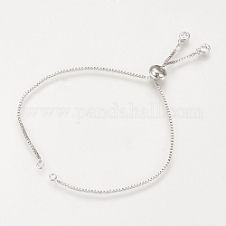 Danlingjewelry изготовление браслетов слайдера из латуни, с кубического циркония, коробка цепи, долговечный, платина, 9-1/2 дюйм (24 см), 1 мм, отверстие : 1.5 мм