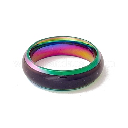 Anillo de humor, anillo de dedo de banda lisa de epoxi, cambio de temperatura color emoción sentimiento anillo de hierro para mujer, color del arco iris, nosotros tamaño 6 1/2 (16.9 mm)