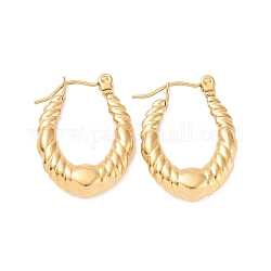 Ion Plating(IP) 304 Stainless Steel Hoop Earrings for Women, Oval, Golden, 23x16.5x4mm, Pin: 0.8mm