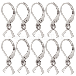 Beebeecraft 50Pcs 304 Stainless Steel Leverback Earring Findings with Pendant Bails, Stainless Steel Color, 23.5x12x2.5mm, Pin: 0.8mm and 0.6mm