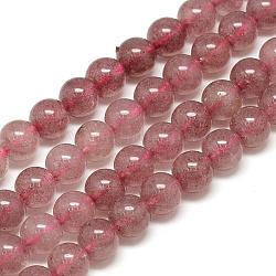 Chapelets de perles aux fraises en quartz naturel, ronde, 10x9.5mm, Trou: 1mm, Environ 38 pcs/chapelet, 14.5 pouce