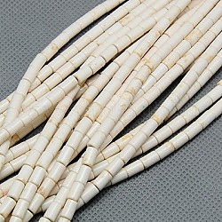 Synthetic Turquoise Beads Strands, Dyed, Column, Creamy White, 13x6mm, Hole: 1mm, about 30pcs/strand, 15.75 inch