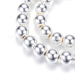 Chapelets de perles en hématite synthétique sans magnétique, ronde, Plaqué Argent, 2mm, Trou: 1mm, Environ 200 pcs/chapelet, 15.7 pouce