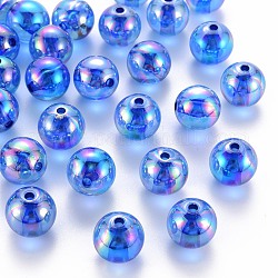 Perline acrilico trasparente, ab colore placcato, tondo, blu royal, 16x15mm, Foro: 2.8 mm, circa 220pcs/500g