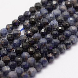 Natural Sapphire Beads Strands, Faceted, Round, Grade AB, Midnight Blue, 3mm, Hole: 0.5~0.6mm, about 144~151pcs/strand, 15.3~15.7 inch(39~40cm)