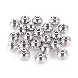 Perles en acier inoxydable, rond solide, couleur inoxydable, 8mm, Trou: 1.5mm