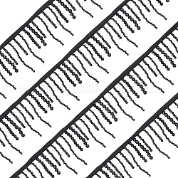 Benecreat имитация жемчуга смола бисероплетение ручная работа кисточка отделка бахромой, с полиэфирной лентой, чёрные, 75x3 мм, 2 ярдов, о 1.82 м