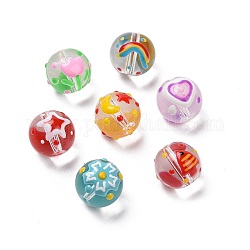 Fili di perle di vetro smaltato fatte a mano, tondo, colore misto, 13x12mm, Foro: 1.2 mm, circa 30pcs/filo