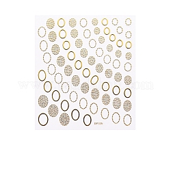3D stickers autocollants d'art à ongle, estampillage d'or, auto-adhésif, autocollant, pour les décorations d'ongles, motif ovale, 90x77mm, Taille des colis: 95x138 mm