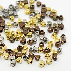 Coeur séparateurs perles de style tibétain, sans nickel, couleur mixte, 3.5x4x3mm, Trou: 1.5mm