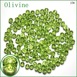 Imitation Austrian Crystal Beads, Grade AAA, Faceted, Rondelle, Yellow Green, 4x3mm, Hole: 0.7~0.9mm