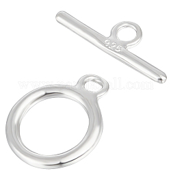 Beebeecraft 5 Sets 925 Sterling Silver Ring Toggle Clasps, Silver, Ring: 11.5x8.5mm, Bar: 12x4mm, Hole: 1.8mm