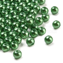 Perline acrilico perla imitato, tinto, tondo, verde scuro, 6x5.5mm, Foro: 1.5~2 mm, circa 4500pcs/libbra