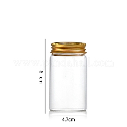 コラムガラススクリュートップビーズ貯蔵チューブ  アルミニウム製の口が付いた透明なガラス瓶  ゴールドカラー  4.7x8cm  容量：100ml（3.38fl.oz）