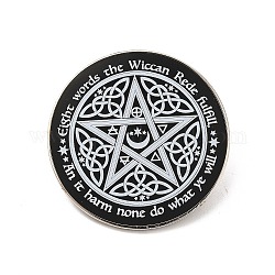 Noeud de marin avec broche en alliage étoile, mot huit mots le wiccan rede remplissez un badge pour les vêtements de sac à dos, noir, 30x1.8mm