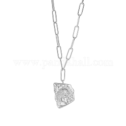 Ожерелья с подвесками в форме девушки из нержавеющей стали, с имитацией жемчужина бисера, цвет нержавеющей стали, 17.72 дюйм (45 см)
