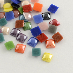 Pearlized Plated Opaque Glass Cabochons, Square, Mixed Color, 4x4x2mm