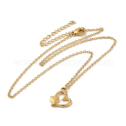 304 collares con colgante de corazón de acero inoxidable para mujer., dorado, 15.55 pulgada (39.5 cm)